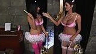 Busige Brünette Babes teilen sich einen harten Schwanz